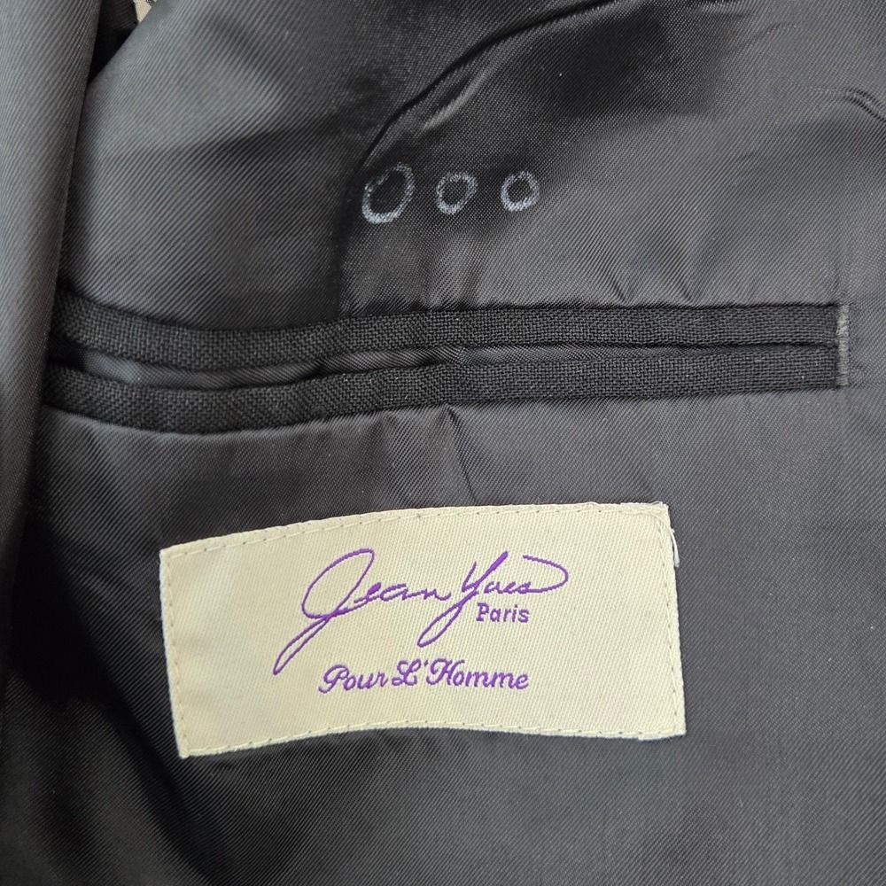 Jean Yves Paris Pour L Homme Black Mandarin Collar Tuxedo Jacket Mens 42R Wool - Picture 4 of 6